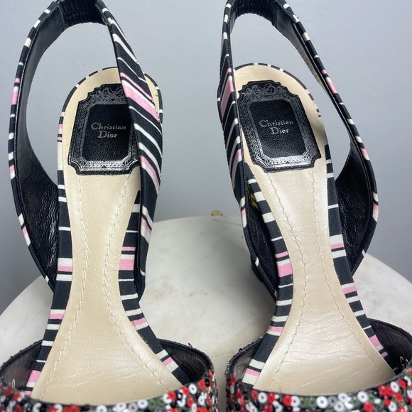 Dior Multicolor Sequins and Fabric Open Toe Slingback Sandals - Picture 5 of 6